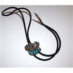 Vintage Southwestern Silver Bolo Tie Peyote Bird