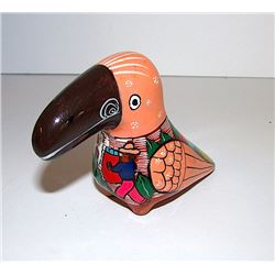 Vintage Mexican Folk Art Pottery Small Toucan Figurine