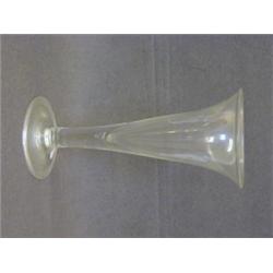 A DRAWN TRUMPET WINE GLASS, tear drop stem, folded foot, pontil mark, height 26cvm  30-40...