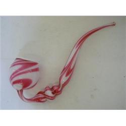 A NAILSEA TYPE ORNAMENTAL PIPE, late 19th Century, white and pink striations, length with a simil...