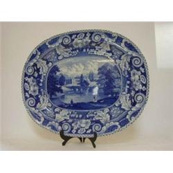 A DOCUMENTARY BLUE TRANSFER PLATTER, early 19th Century, 'Compton Verney, 'Warwickshire', impress...