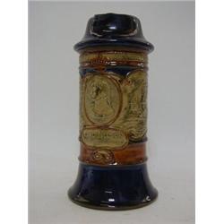 A ROYAL DOULTON STONEWARE NELSON COMMEMORATIVE PITCHER, late 19th Century, moulded galleon and po...