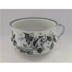A STAFFORDSHIRE CHAMBER POT, late 19th Century, transfer printed holly design in grey, diameter 2...