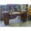 Image 1 : A REGENCY MAHOGANY SIDEBOARD, tapered twin pedestals, gadroon cornice over geometric panelled dra...