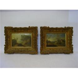 ITALIAN SCHOOL, c.1825, a pair of campana  paintings in the manner of Claude Lorraine, one showin...