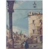 Image 1 : ITALIAN SCHOOL AFTER GUARDI, oils on an old panel, a street scene from a loggia with figure towar...