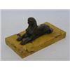 Image 1 : A PAPERWEIGHT, bronze, Sphinx on giallo antico slab, length 17cm  80-120...