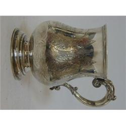 A GEORGE UNITE BALUSTER TANKARD, 'c' scroll handle, the body engraved, an Angling event commemora...