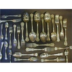 A HALF SERVICE OF FLATWARE, matched Queen's Lily pattern, six table forks, G. Angel London 1850,...