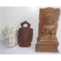 3 Asian Deity sculptures