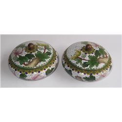Pair of Chinese cloisonne covered boxes