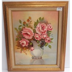 Oil on board  floral still life