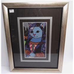Abstract cat print framed
