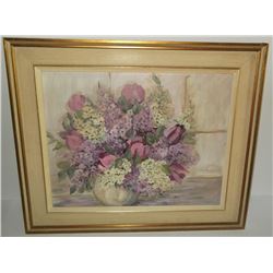 Oil on board floral still life