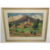 Image 1 : Watercolor church in field scene