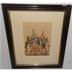 Haitian watercolor signed Thony