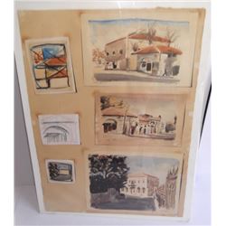 Original watercolor drawing street scenes