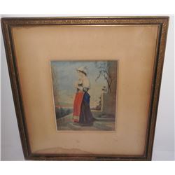 Watercolor of woman walking down steps