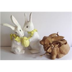 2 vintage paper mache rabbits
