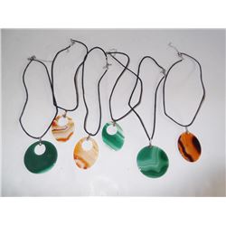 6 semi precious agate stone necklaces