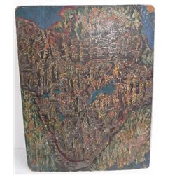 Abstract oil on board signed Shimon