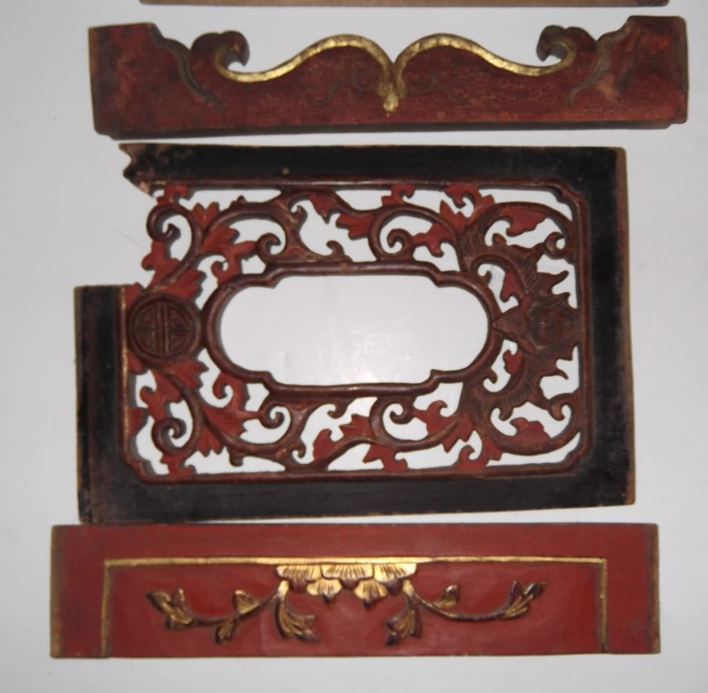 10 Chinese wood door panel pieces