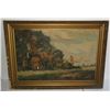Image 1 : Large oil on canvas house landscape scene