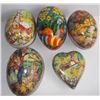 Image 1 : 5 Vintage Paper Mache Easter Egg Candy Containers