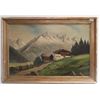 Image 1 : Oil on canvas house and mountain scene