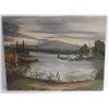 Image 1 : Large oil on canvas lake scene