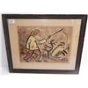 Image 1 : Judaica lithograph signed illeg. of goat herder