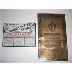 2 advertising metal signs