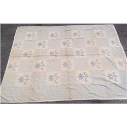 Vintage American hand made blue floral quilt cover