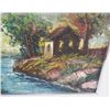 Image 2 : Oil on canvas house by stream scene