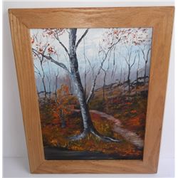 Oil on canvas wooded scene