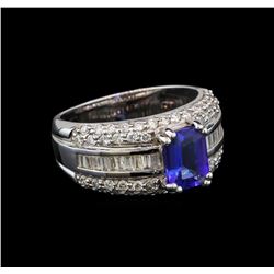 14KT White Gold 1.46 ctw Tanzanite and Diamond Ring