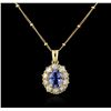 Image 1 : 14KT Yellow Gold 2.24 ctw Tanzanite and Diamond Pendant With Chain