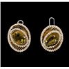 Image 1 : 4.02 ctw Tourmaline and Diamond Earrings - 14KT Rose and White Gold