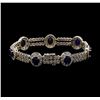 Image 2 : 14KT White Gold 8.54 ctw Sapphire and Diamond Bracelet