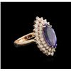 Image 1 : 3.11 ctw Tanzanite and Diamond Ring - 14KT Rose Gold