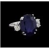 Image 1 : 10.42 ctw Sapphire and Diamond Ring - 14KT White Gold