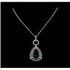 Image 2 : 14KT White Gold 29.77 ctw Blue Topaz and Diamond Pendant With Chain