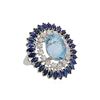 Image 1 : 9.13 ctw Aquamarine, Sapphire and Diamond Ring - 18KT White Gold