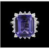 Image 2 : 7.92 ctw Tanzanite and Diamond Ring - 14KT White Gold