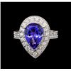 Image 2 : 14KT White Gold 4.26 ctw Tanzanite and Diamond Ring