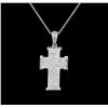 Image 2 : 1.58 ctw Diamond Cross Pendant With Chain - 18KT White Gold
