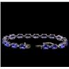 Image 3 : 14KT White Gold 16.66 ctw Tanzanite and Diamond Bracelet