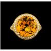 Image 2 : 14KT Yellow Gold 7.67 ctw Quartz and Diamond Ring