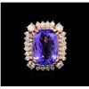 Image 2 : 12.73 ctw Tanzanite and Diamond Ring - 14KT Rose Gold