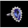 Image 1 : 5.02 ctw Tanzanite and Diamond Ring - 14KT White Gold